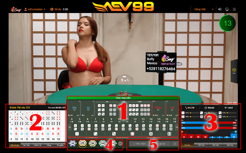 Giao diện cá cược tài xỉu online AEV99 Giao diện cá cược tài xỉu online AEV99